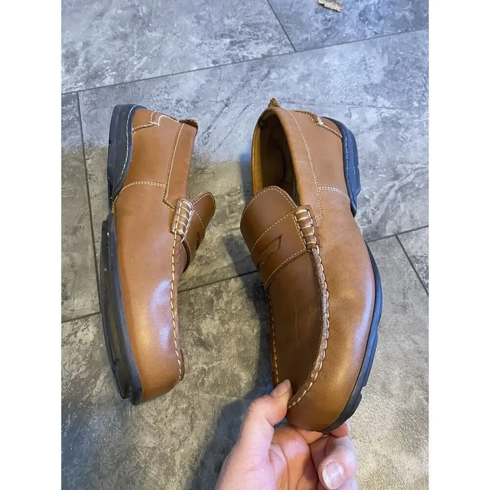 Florsheim Men's 10 1/2 Brown Leather Driving Moccasin Moc Toe Penny Loafers